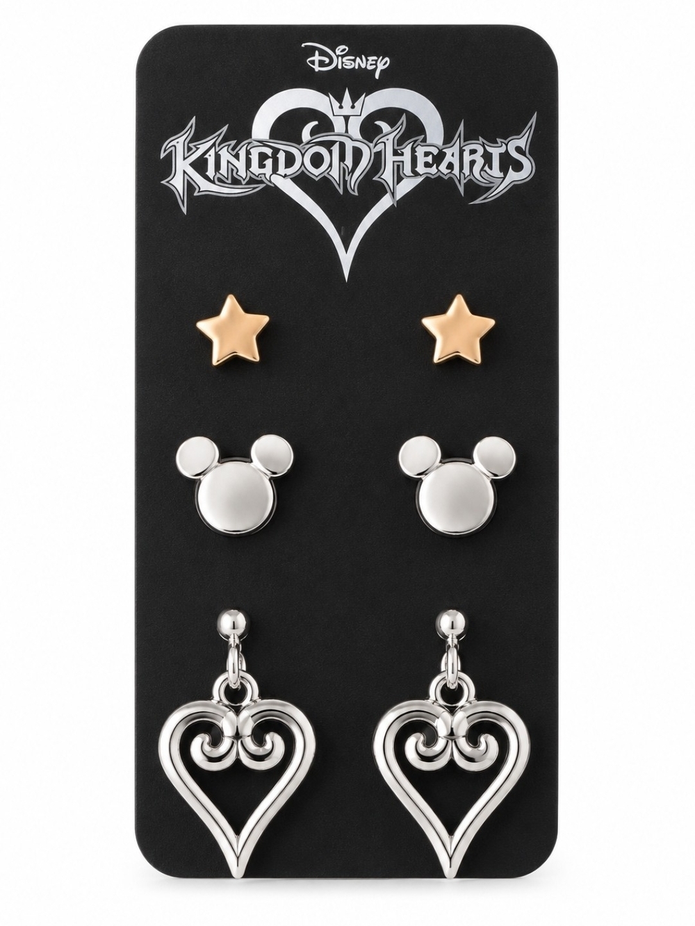 Kingdom Hearts Earring Set Gold Tone Stars, Silver Tone Mickeys & Hearts